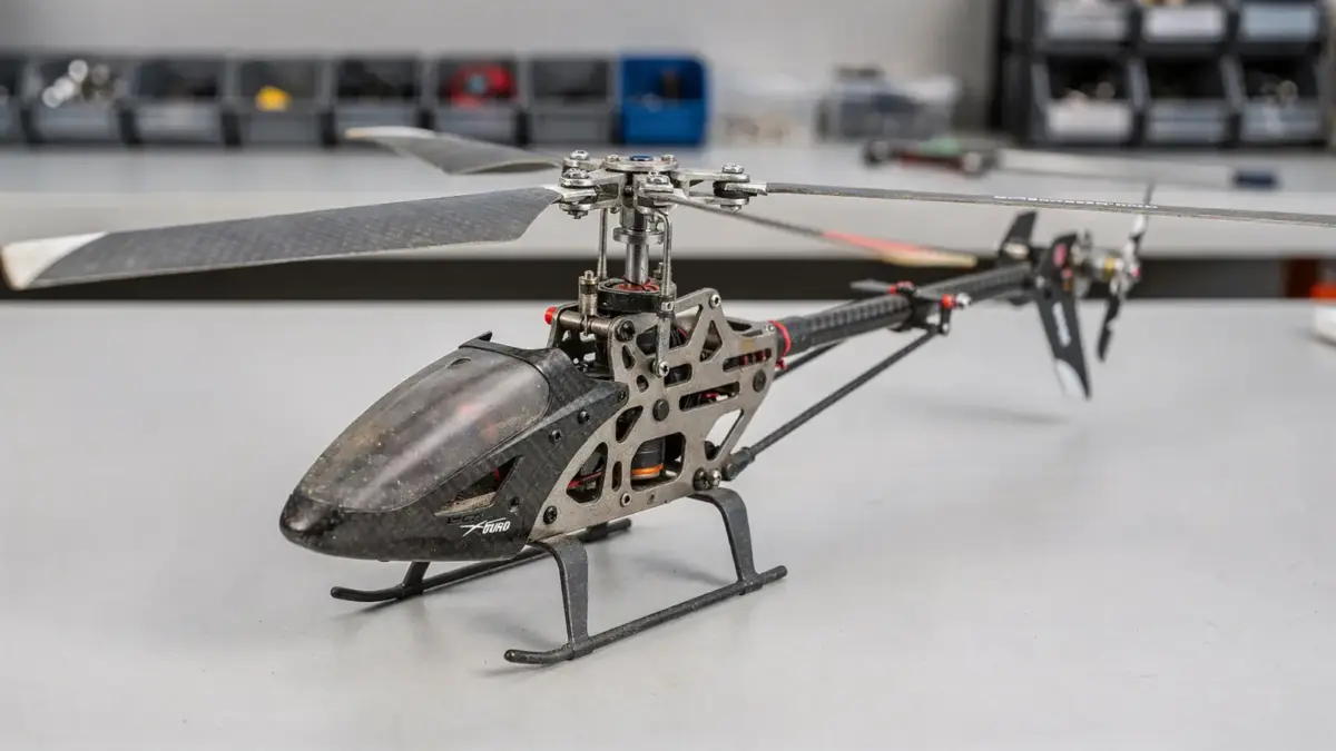 RC-Hubschrauber mit Hauptrotor und Heckrotor als Thema der Erklärung